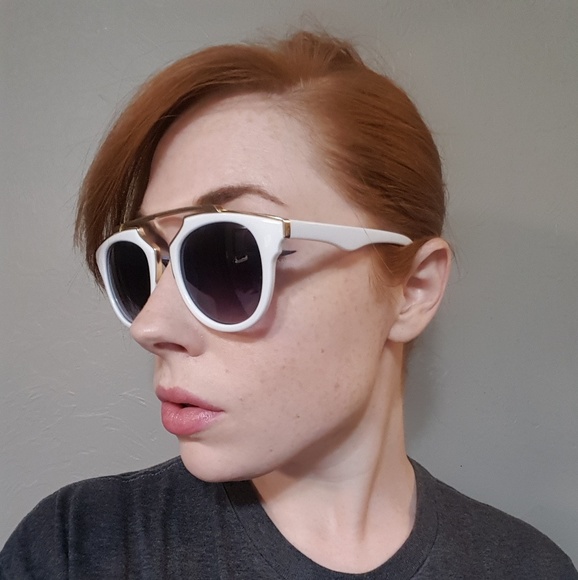 Accessories - White and Gold Aviators NWOT